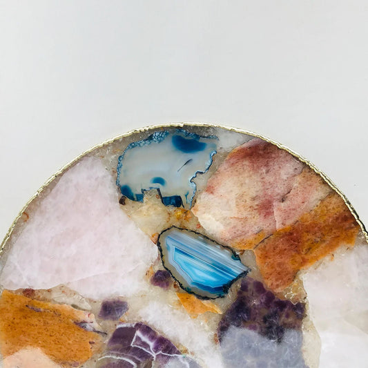 Large Multicolored 12" Diameter Agate Platter/Tray/Personalised Momentos/Sign Boards