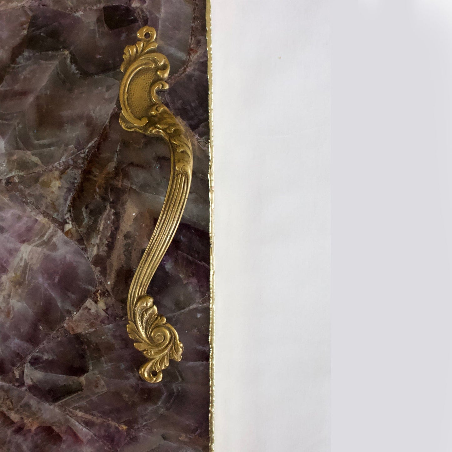 Amethyst Agate Serving Tray With Brass Handles | Square