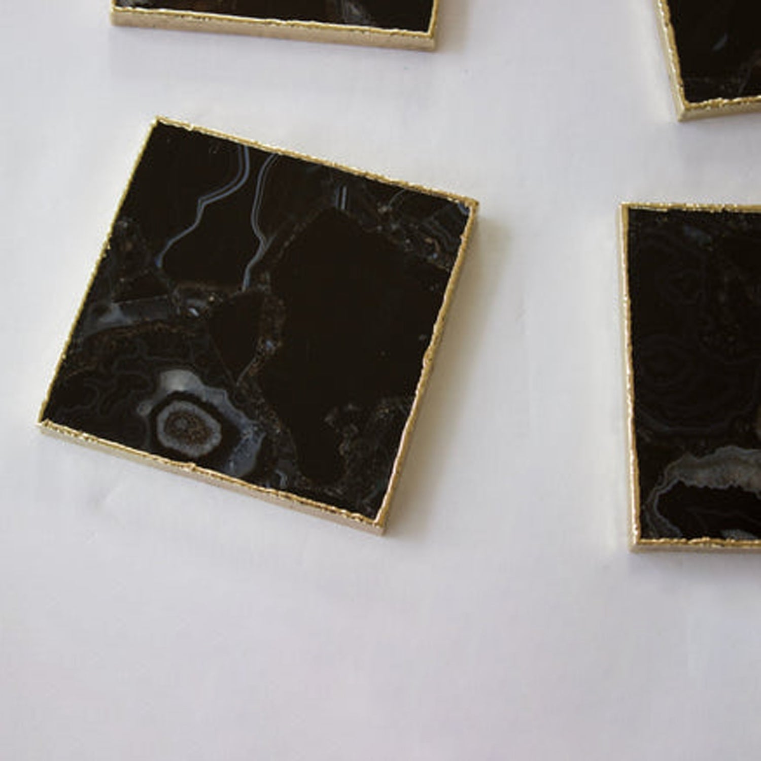 Black Agate - Set of 4 Large Square Coasters | Personalised Momentos