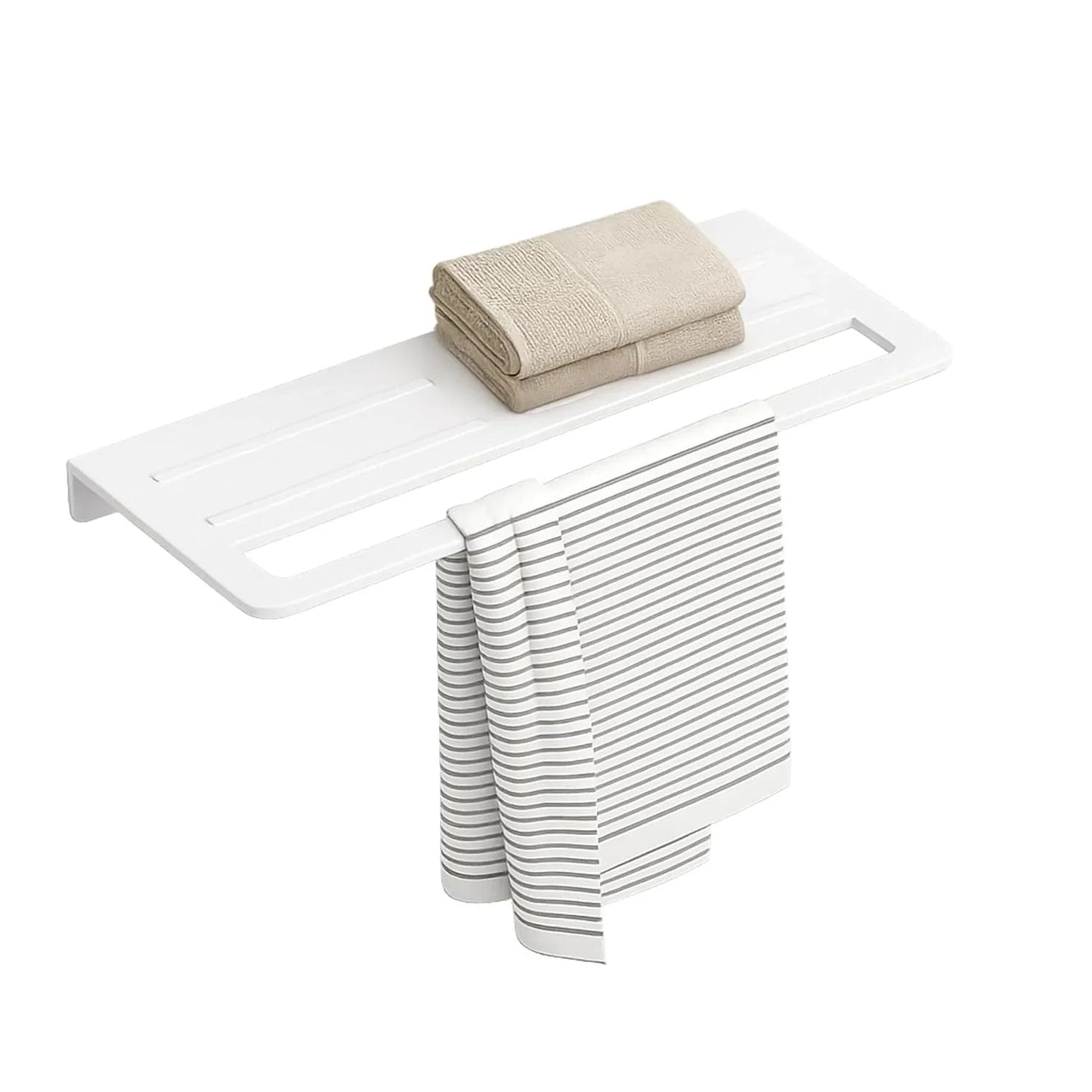 Fossa Wall Mounted Towel Shelf White Quartz Ceramic (RW-126)