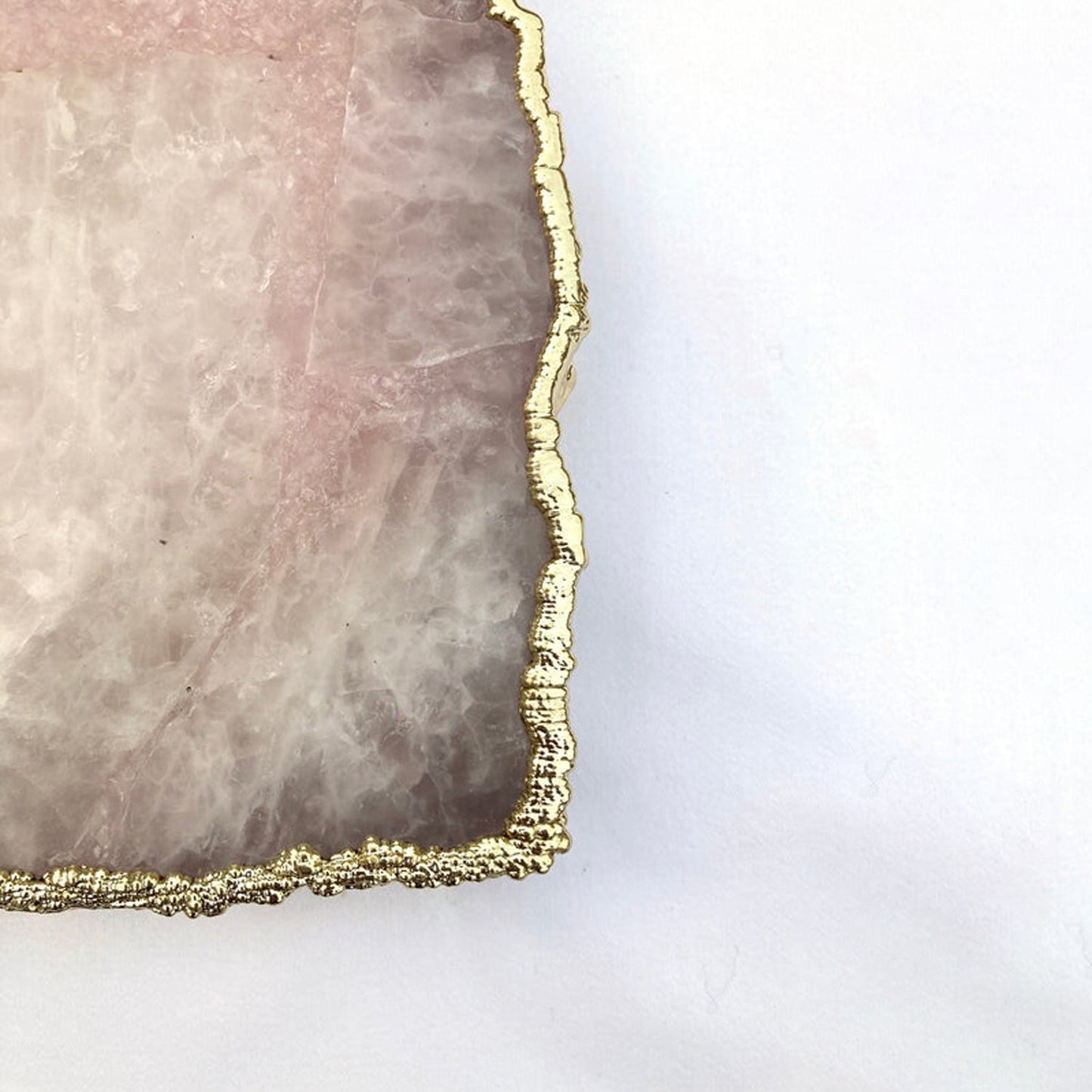Large Rose Quartz Agate Serving Tray With Brass Handles/Personalised Momentos/Sign Boards 10"x15"